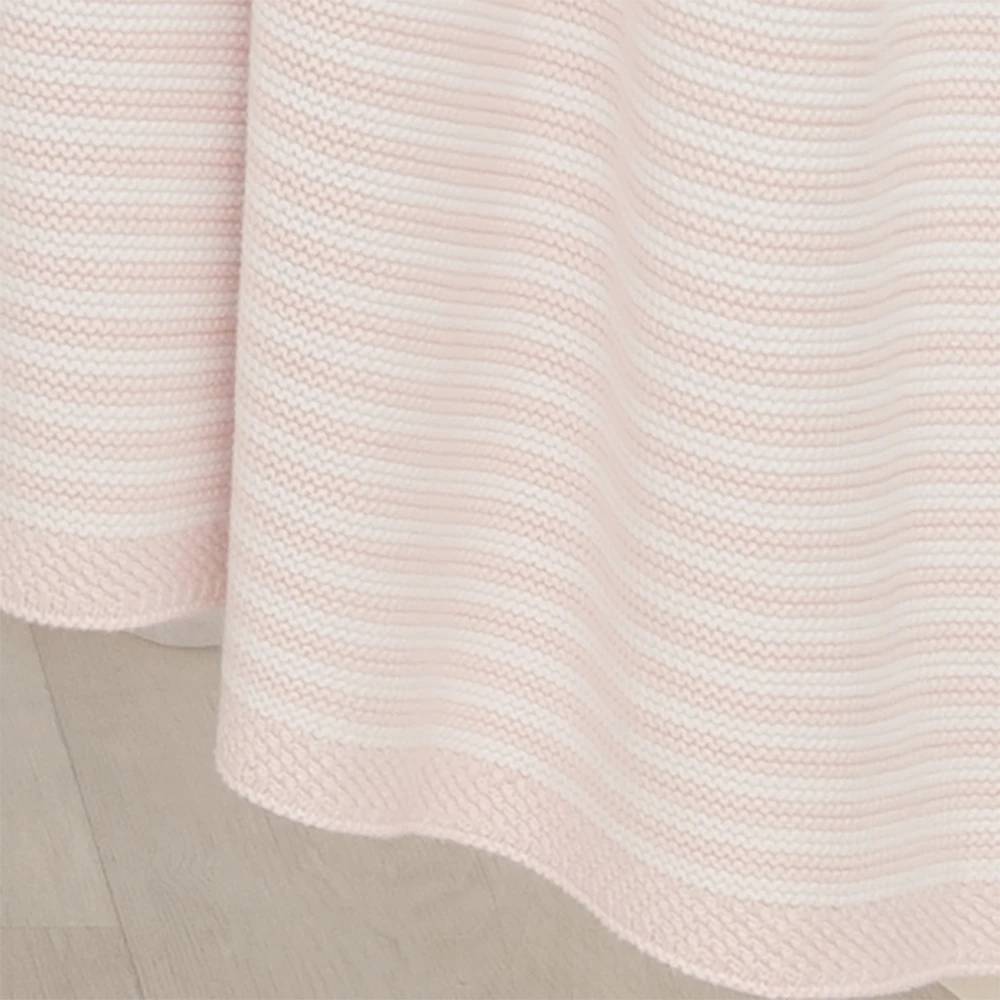 Cotton Knit Stripe Blanket - Pink/White Stripe