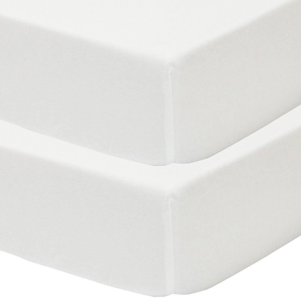 Jersey Fitted Sheet 2pk - White