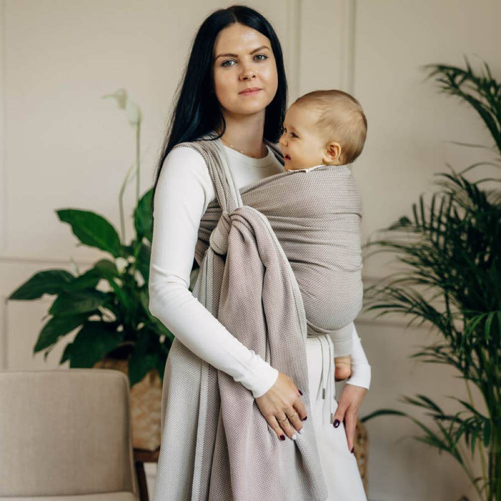 Herringbone Woven Wrap - Little Herringbone Almond