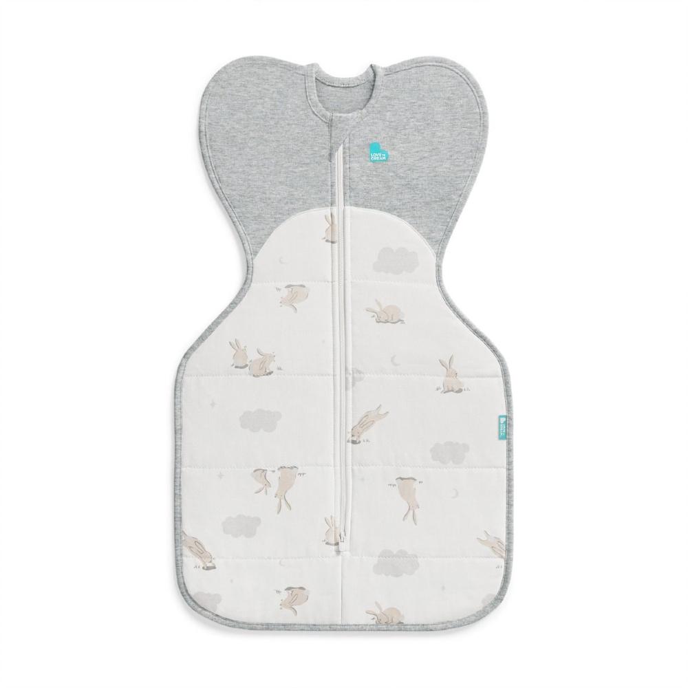 2.5 tog Swaddle Up Warm - Cloud Bunnies on a white background