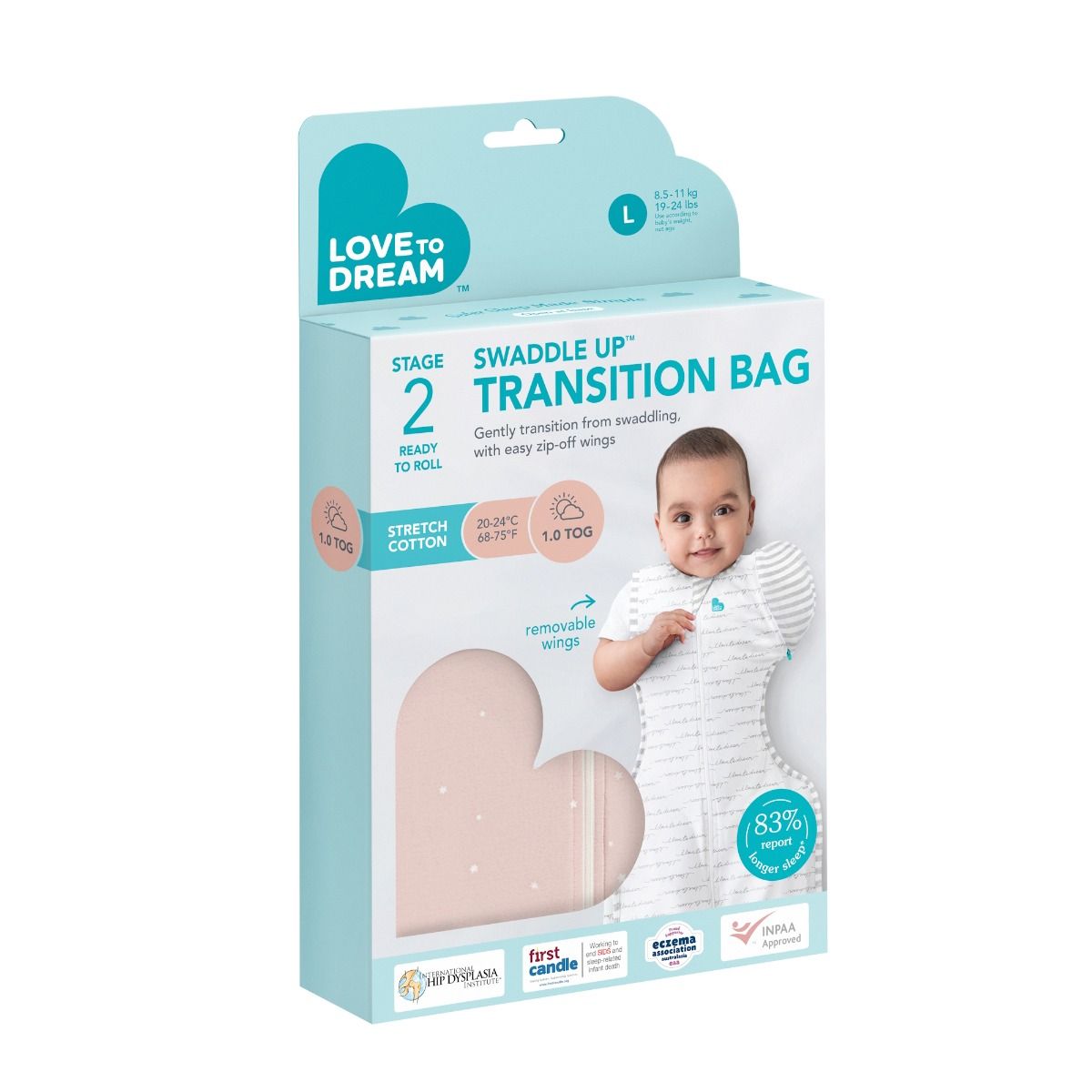 1.0 tog Swaddle Up Transition Bag - Powder Pink Twinkle