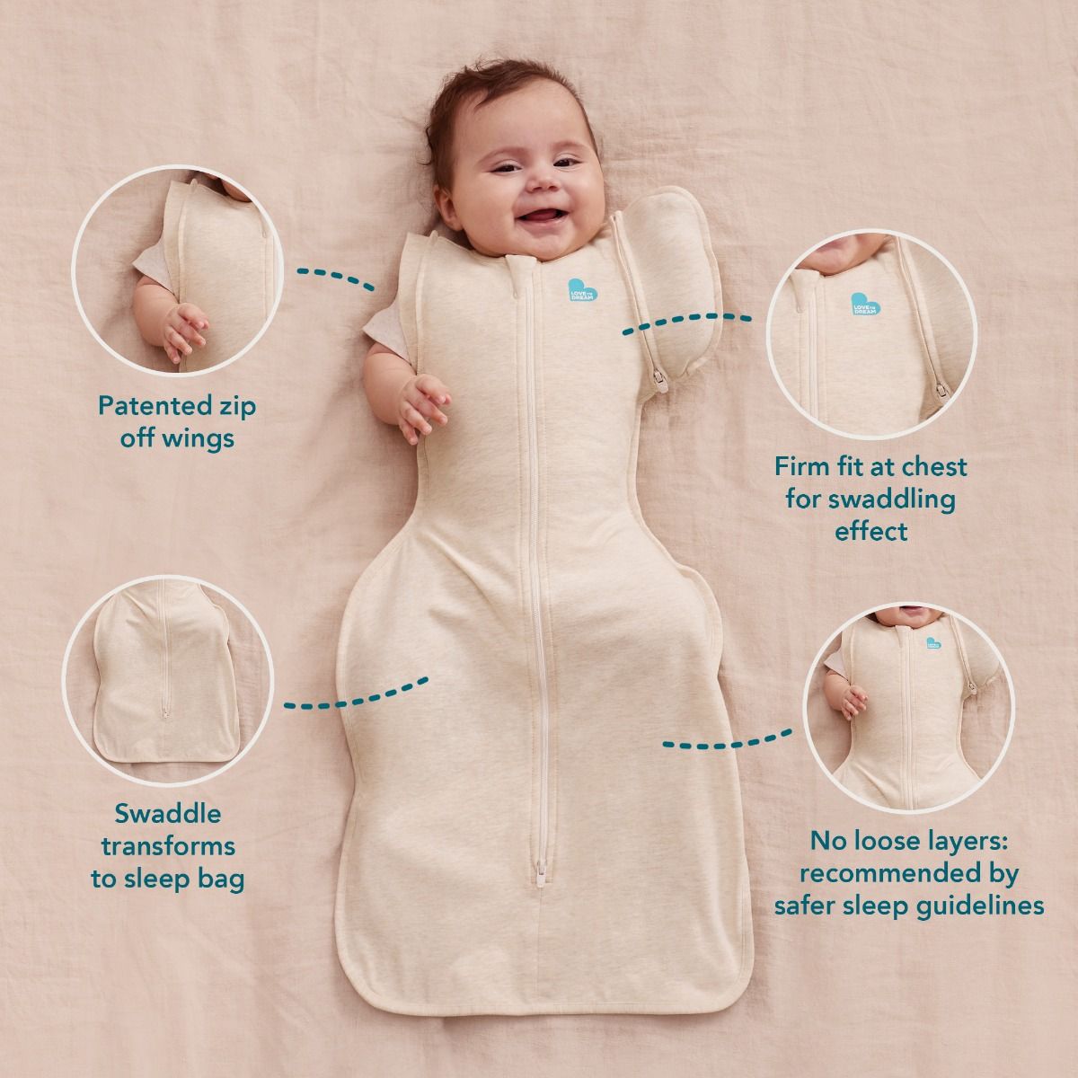 1.0 tog Swaddle Up Transition Bag Organic - Cream