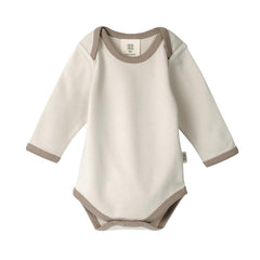 Babu Cotton Long Sleeve Bodysuit - Oat Contrast