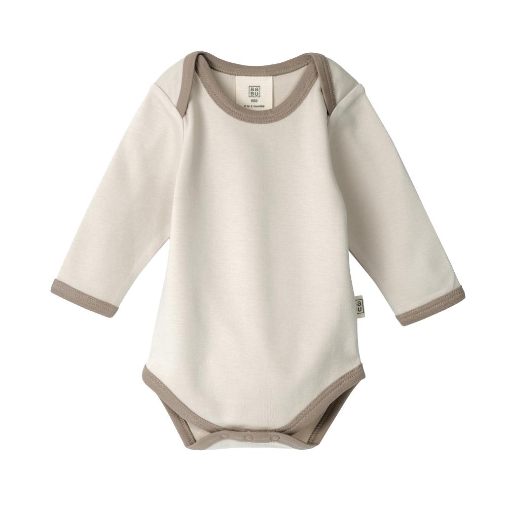 Cotton Long Sleeve Bodysuit - Oat Contrast