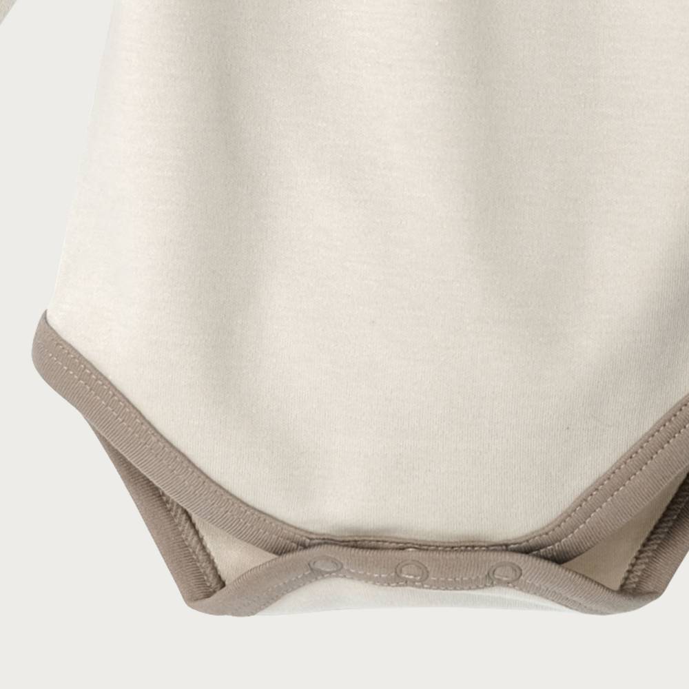 Cotton Long Sleeve Bodysuit - Oat Contrast
