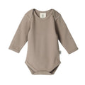 Cotton Long Sleeve Bodysuit - Walnut