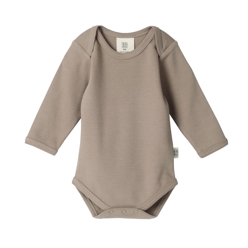 Cotton Long Sleeve Bodysuit - Walnut
