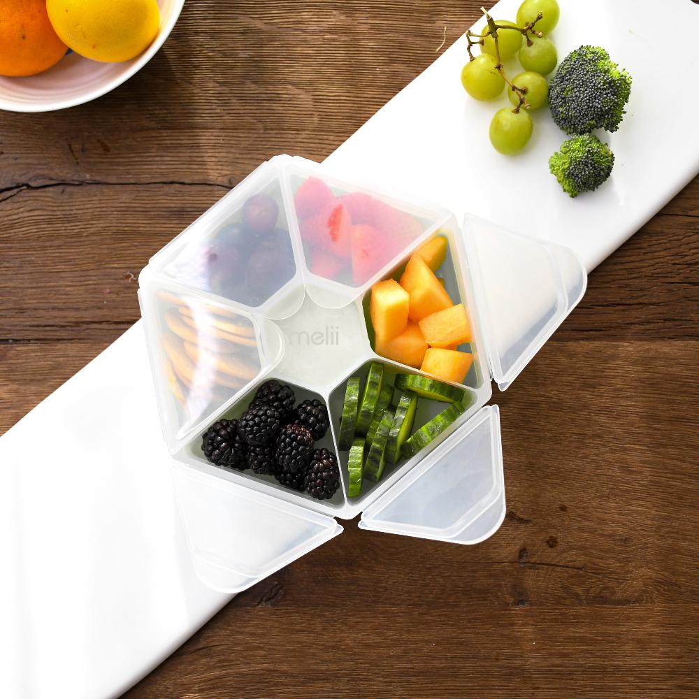Melii Hexagon Snackle box with fruit and vegetables 