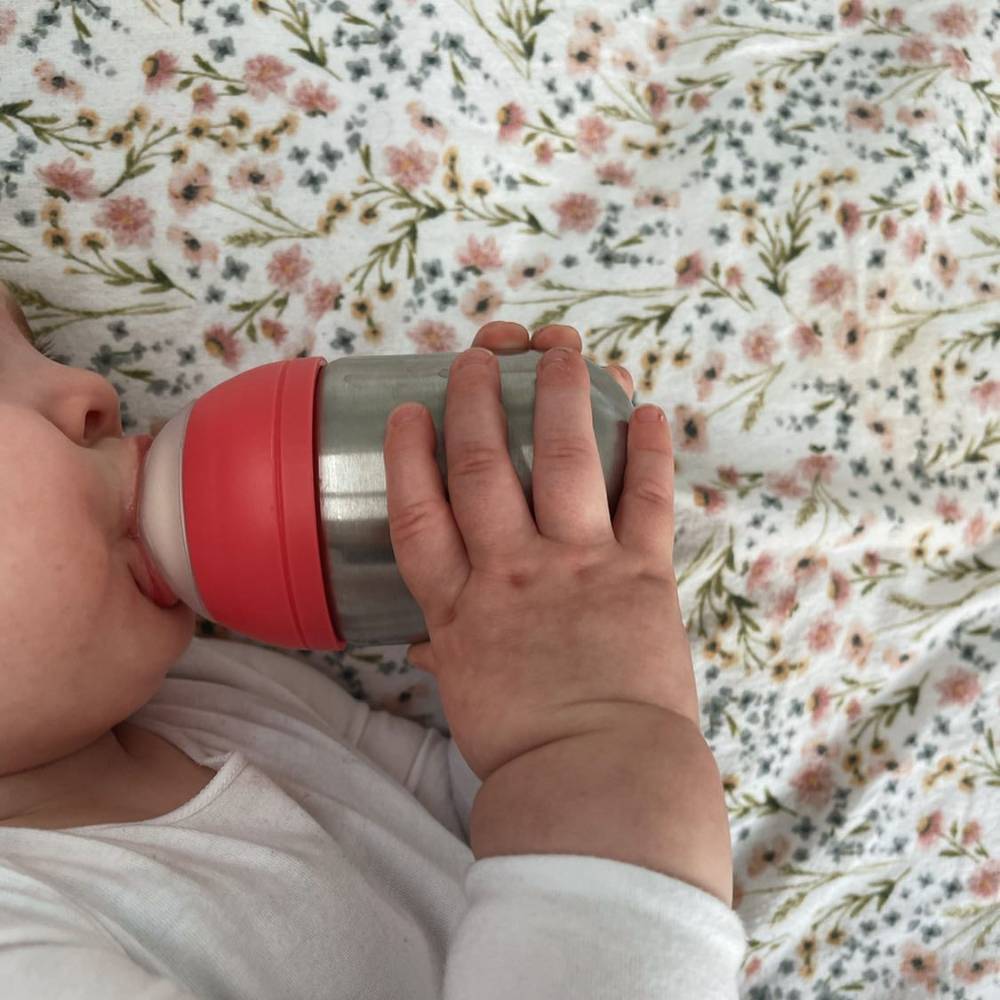 Stainless Steel Baby Bottle - Fuchsia Pink
