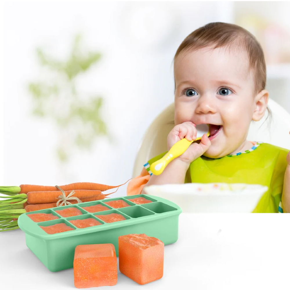 Silicone Baby Food Freezer Tray with Lid - Mint