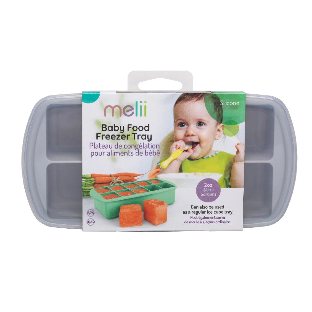 Silicone Baby Food Freezer Tray with Lid - Grey