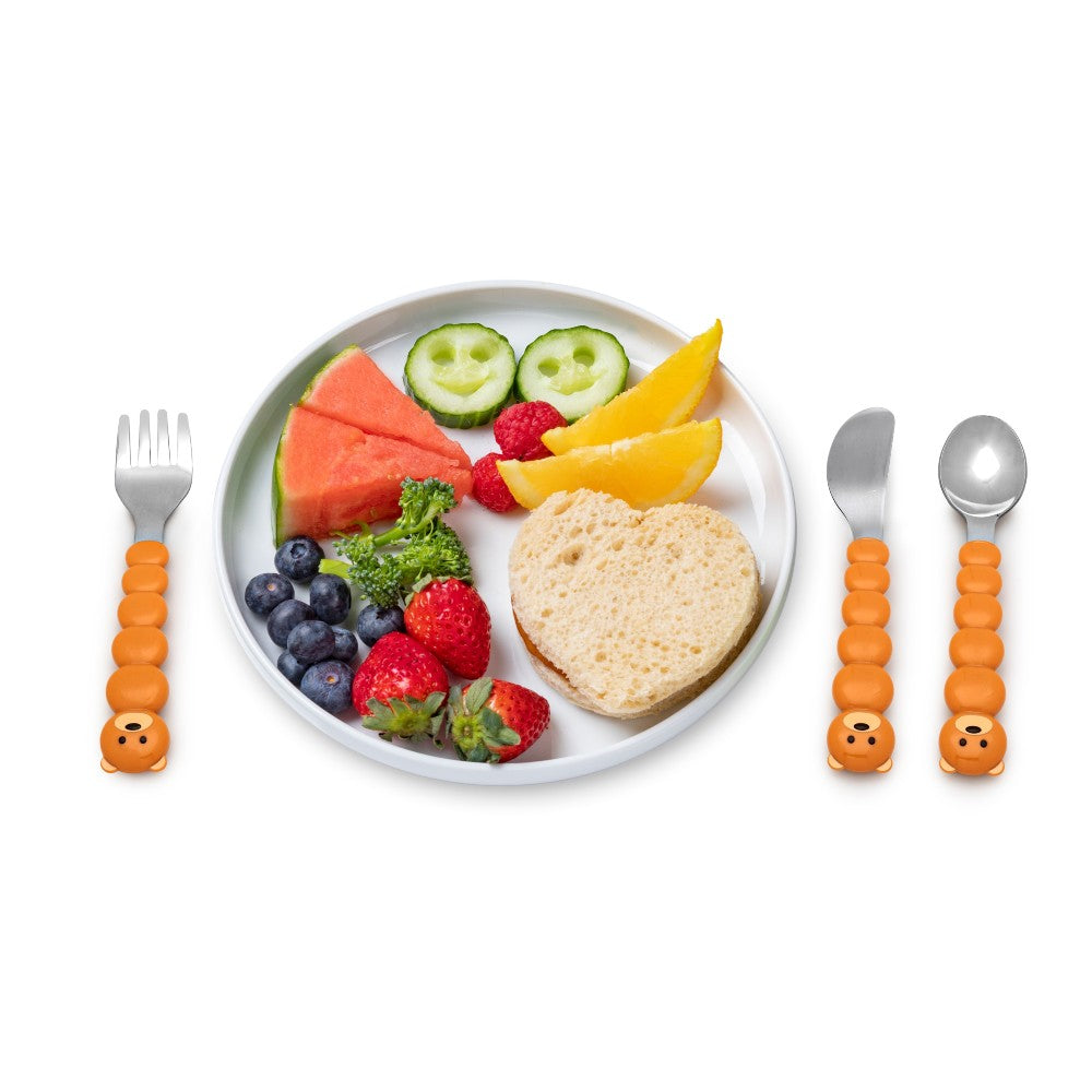 Utensil Set Bear & Shark 6pc - Brown + Blue