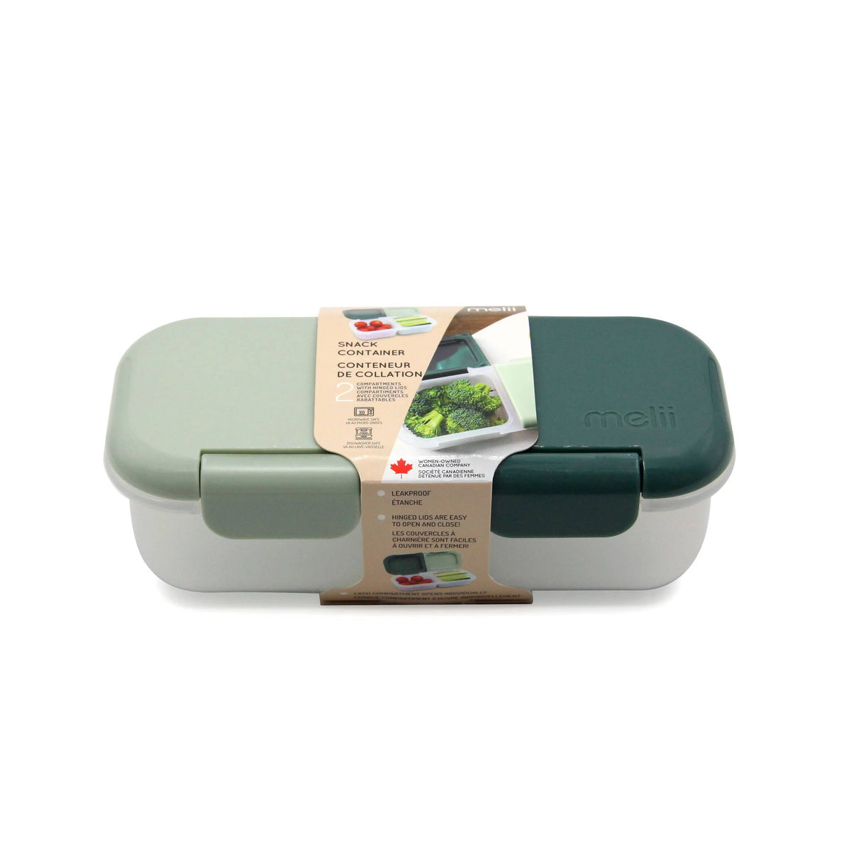 2 Compartment Snack Container - Sage/Cactus Fern