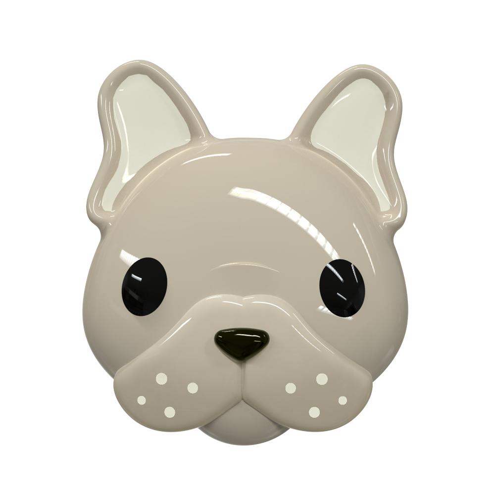 Ceramic dog-shaped snack pot with a white background