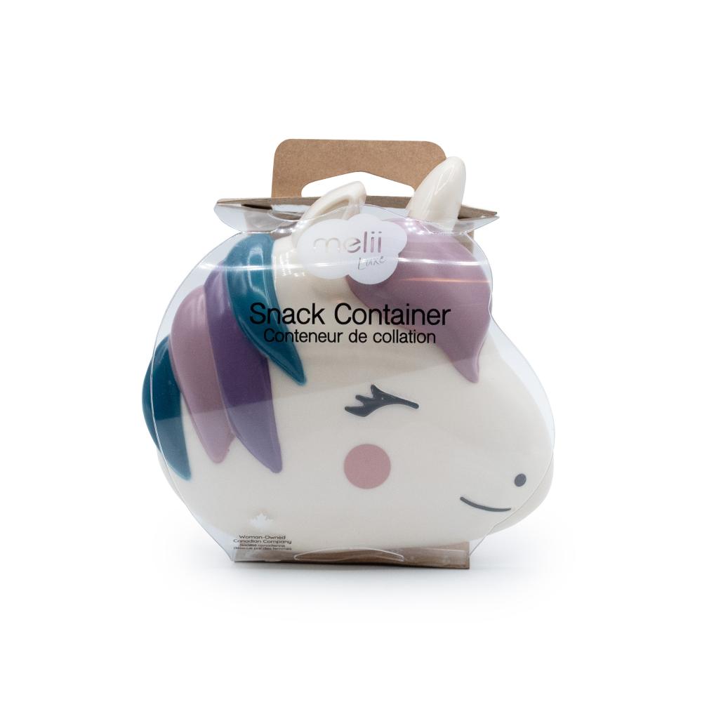 Snack container with colorful design on a white background