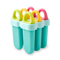 6pc Ice Pop Tray with Silicone Base - Plain on a white background. 