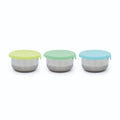 Mini Silicone & Stainless Steel Containers 3pc - Blue/Mint/Lime
