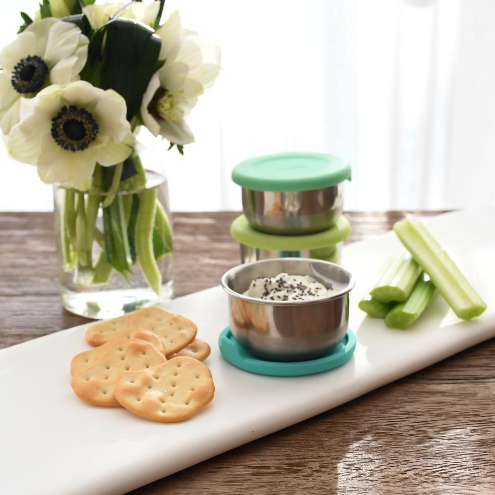 Mini Silicone & Stainless Steel Containers 3pc - Blue/Mint/Lime