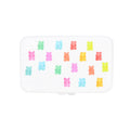 Rectangular white snackbox with colorful gummy bear illustrations on a white background