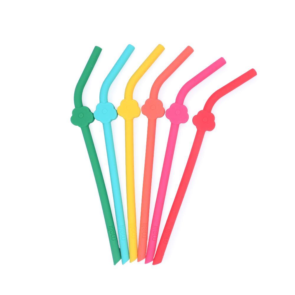 Silicone Straws 6pk - Flowers