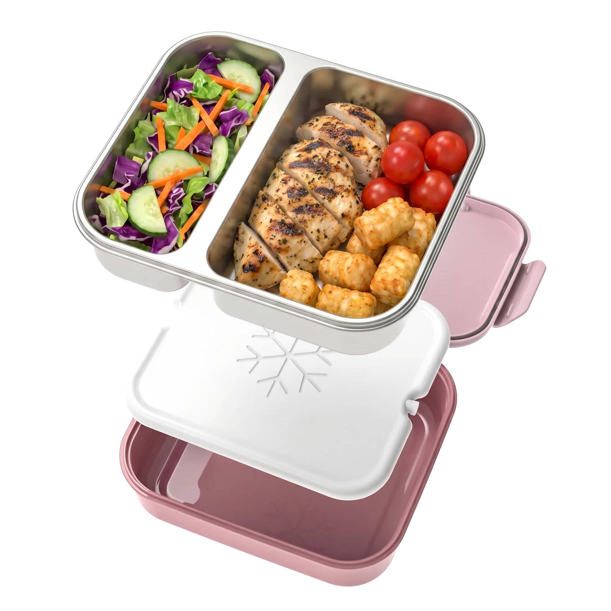 Stainless Steel Bento Box with Ice Pack - Blush/Berry
