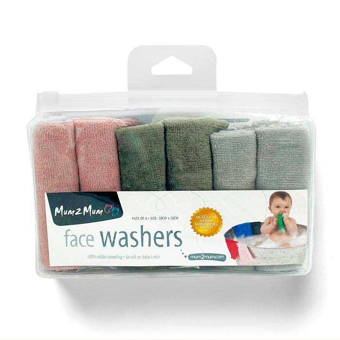 6pk Cotton Face Washers - Willow