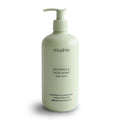 Mushie baby body wash + shampoo bottle on a white background