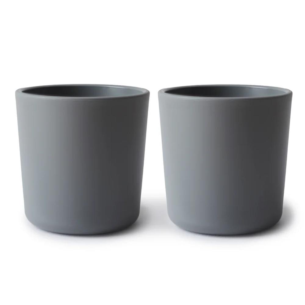 2 grey kids cups on a white background. 