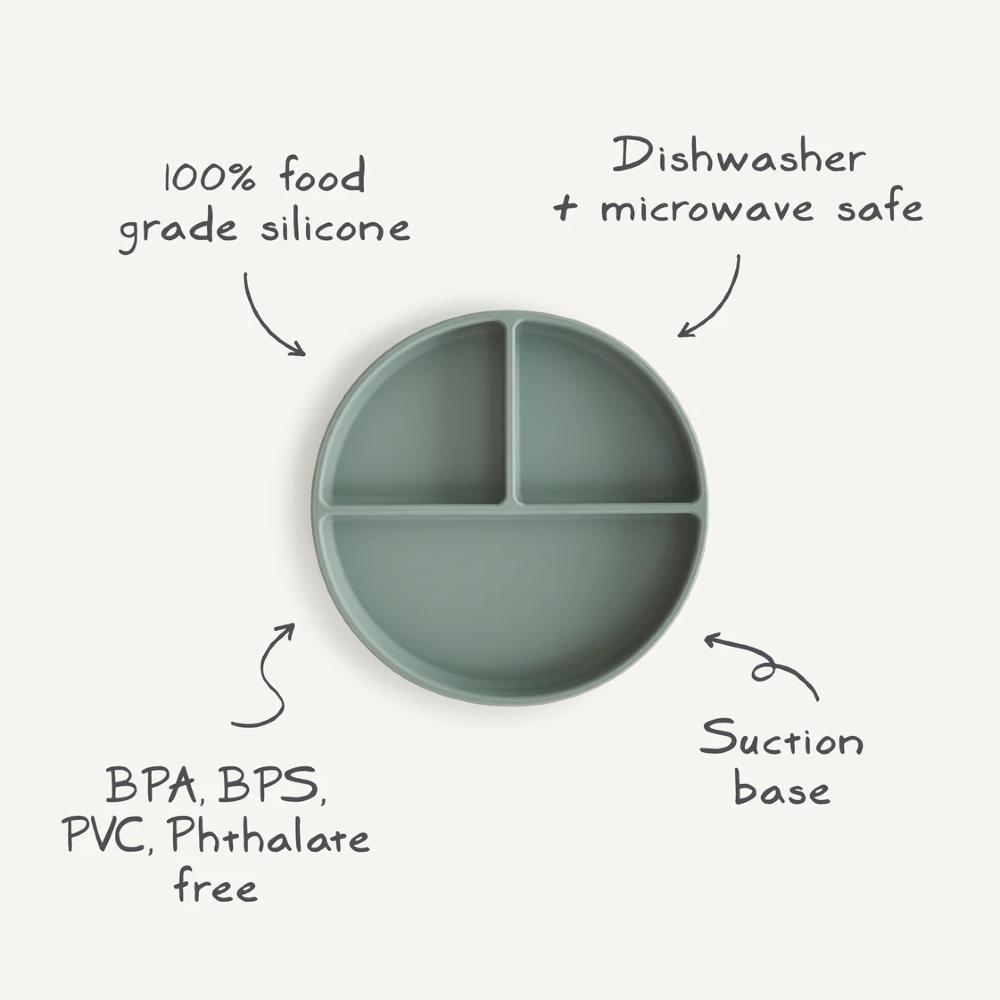 Silicone Suction Plate (Divided) - Dried Thyme