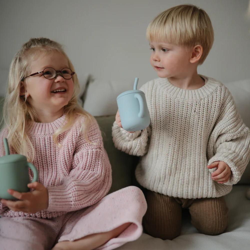Silicone Training Cup & Straw - Soft Lilac