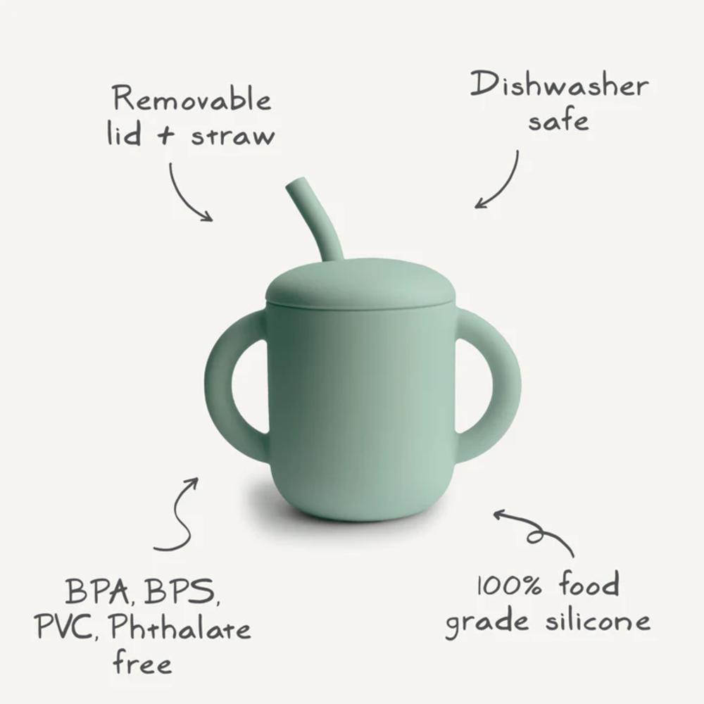 Silicone Training Cup & Straw - Pink Flowers