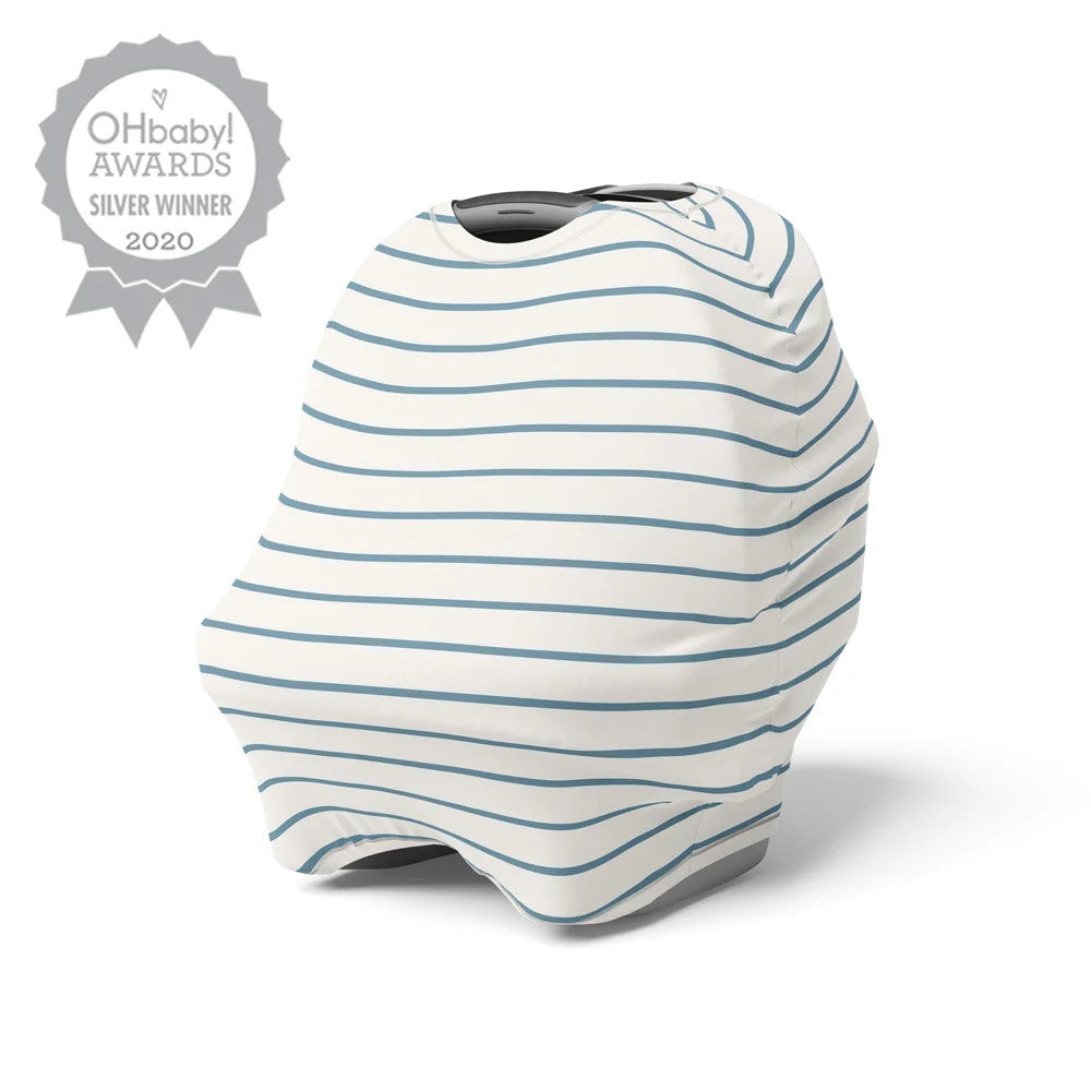 5 in 1 Multi-Use Cover - Seaside Stripes on a white background. 