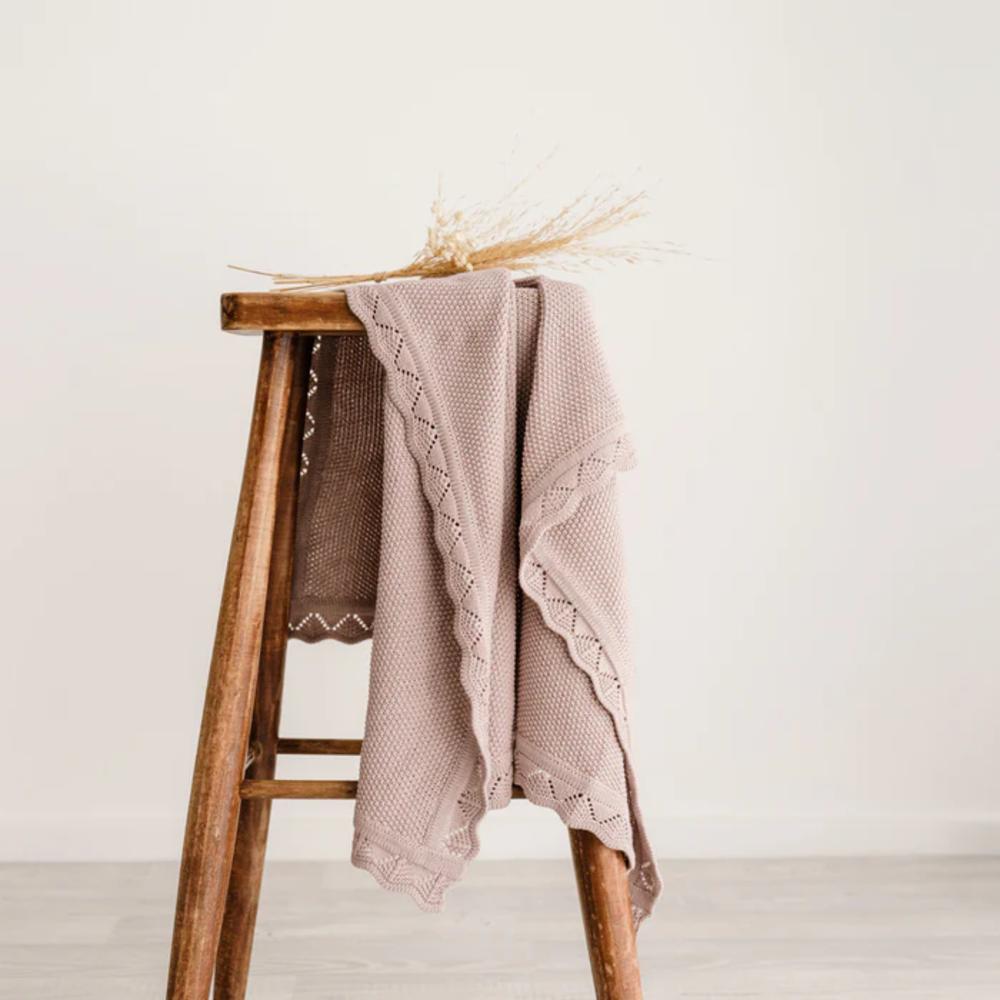 Scalloped Edge Heirloom Blanket - Rosewood