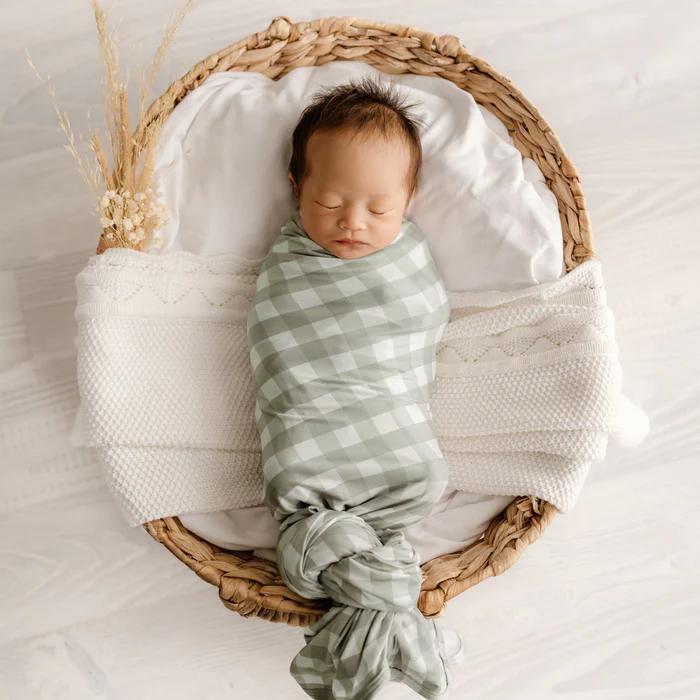 Stretchy Swaddle - Sage Gingham