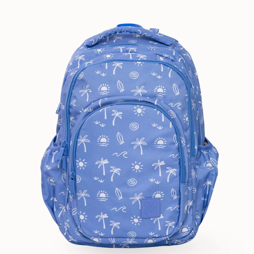 blue with beach icons  Montiico large kids backpack
