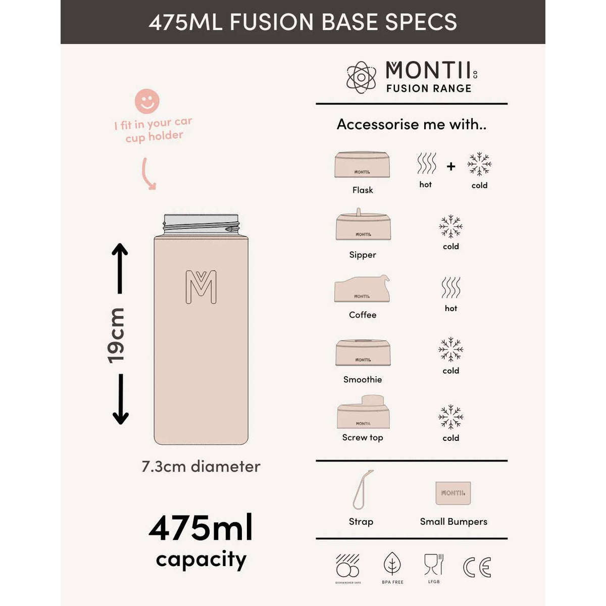 Fusion Universal Insulated Base 475ml - Midnight