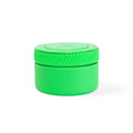 Green container with lid on a white background