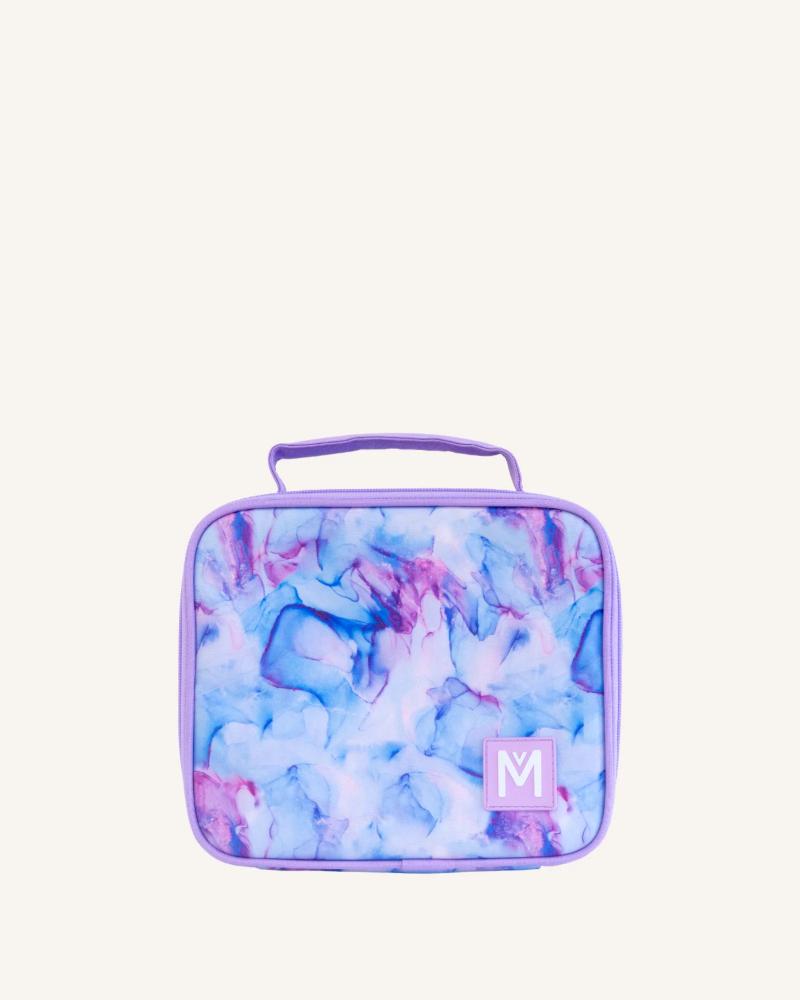 blue and purple tie dye Montiico medium insulated lunch bag
