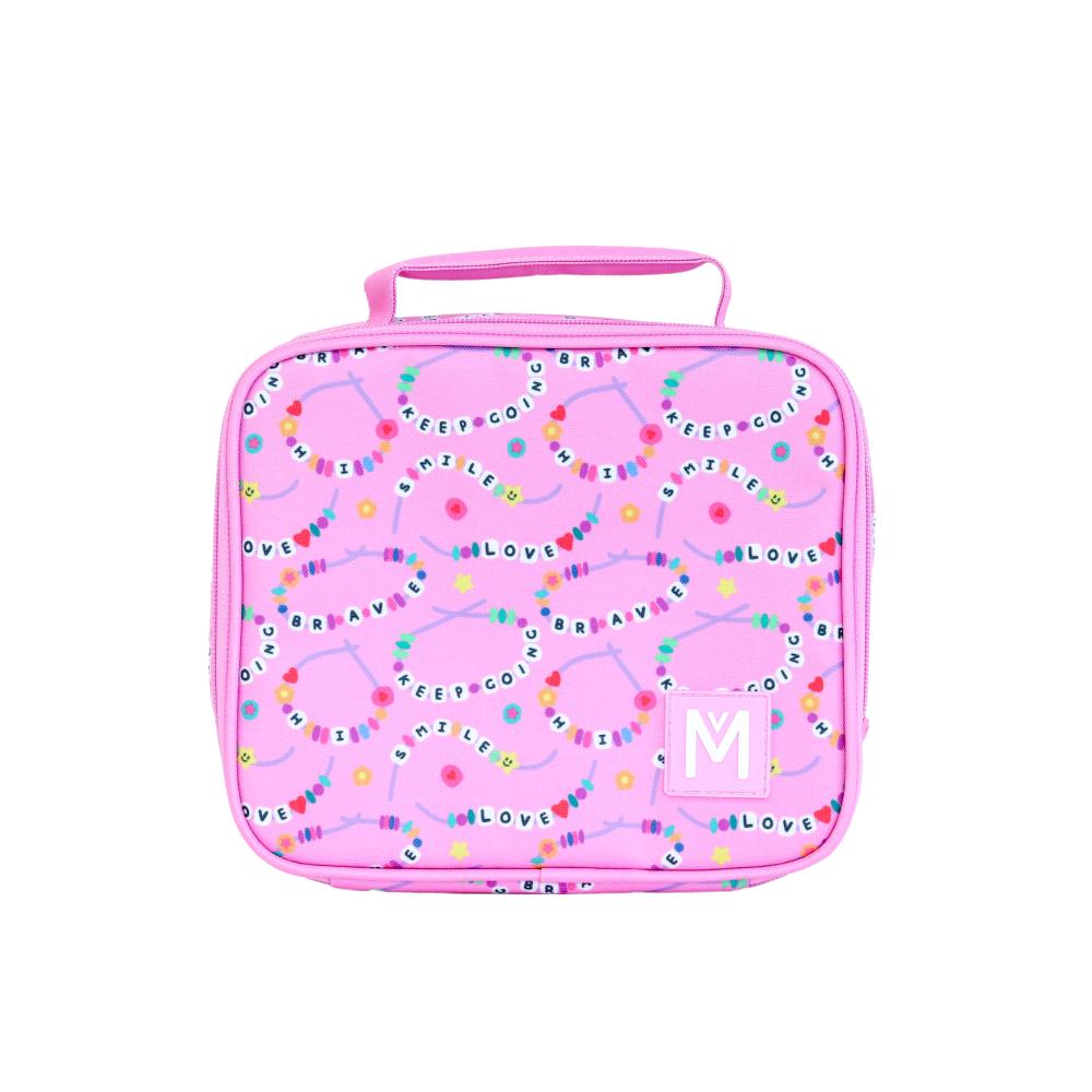 pink with friendship bracelet Montiico medium insulated lunch bag