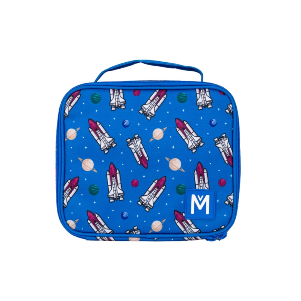 blue with rockets Montiico medium insulated lunch bag