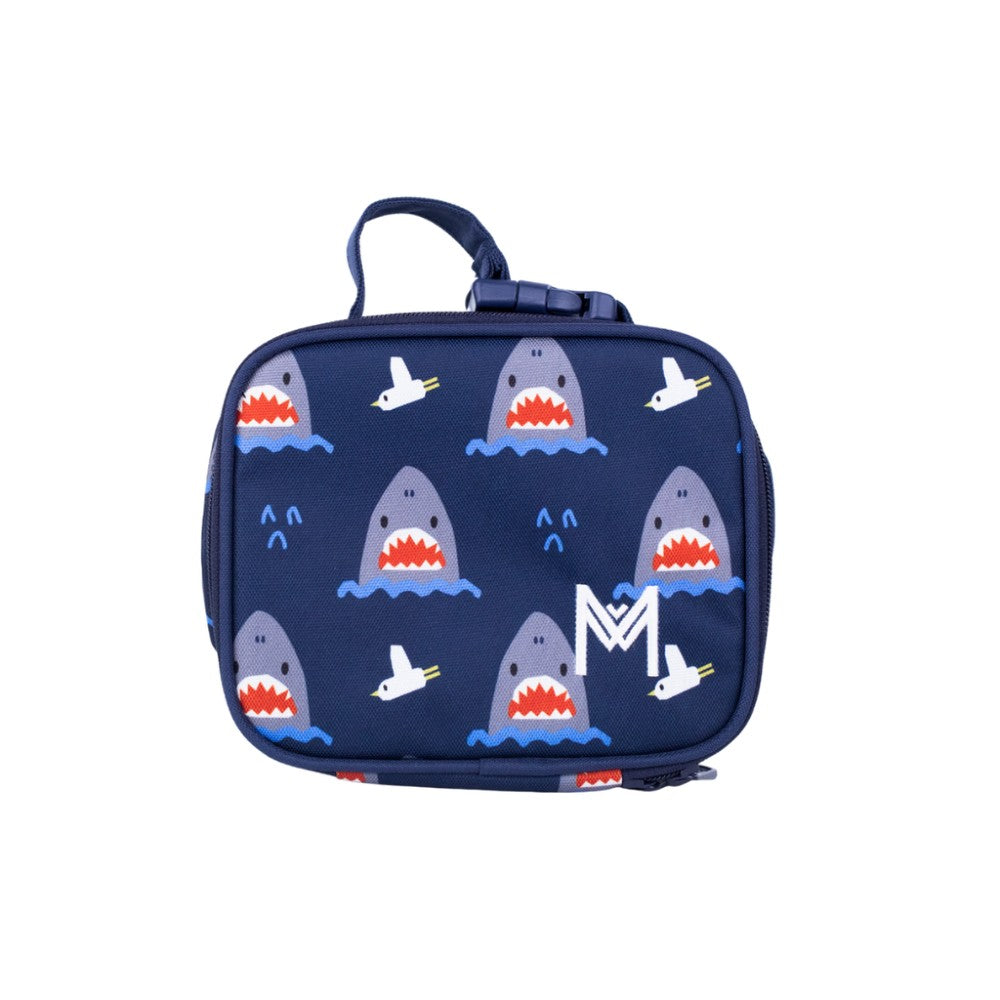 navy with sharks Montiico mini insulated lunch bag