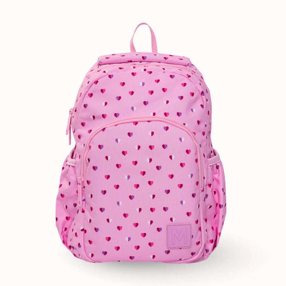 pink with hearts Montiico mini kids backpack