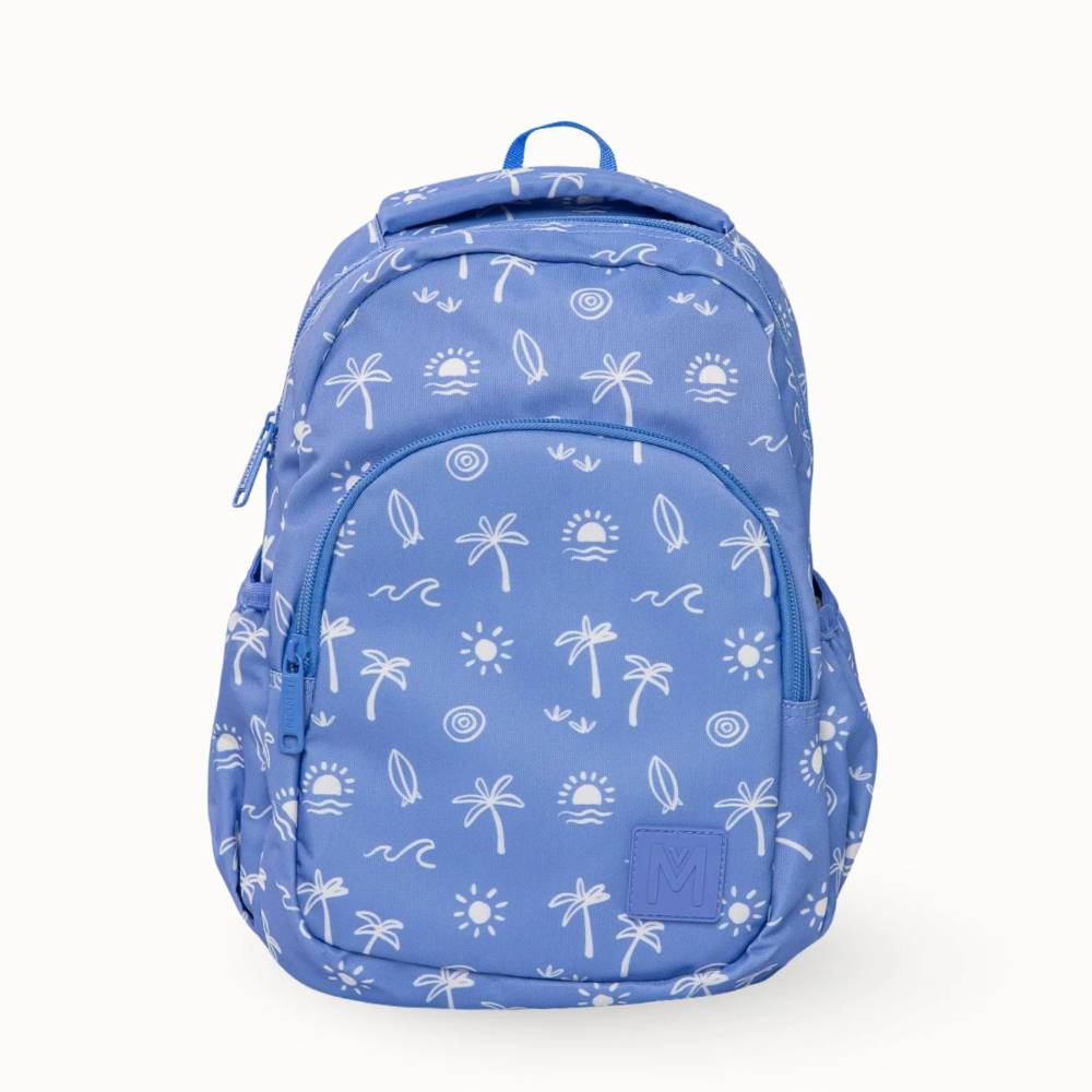 blue with beach icons Montiico mini kids backpack