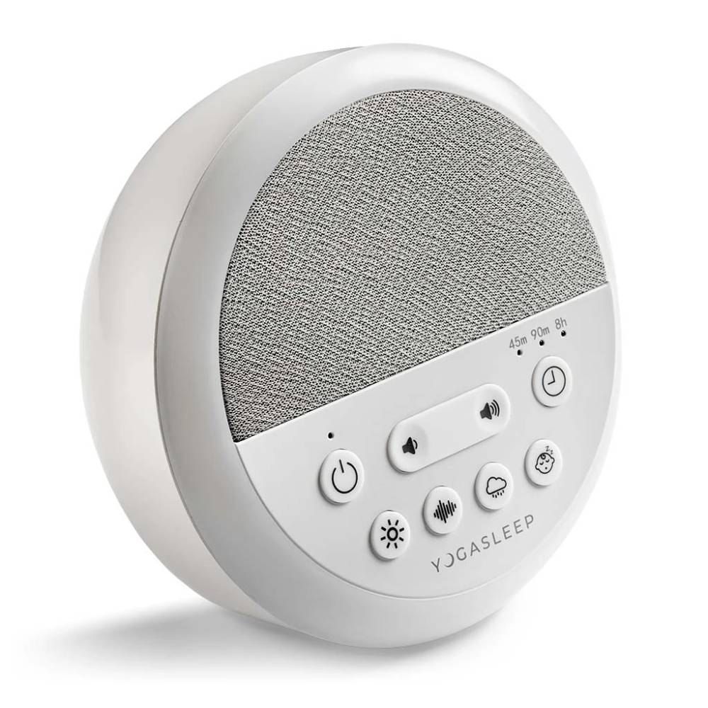 White noise machine with control panel on a white background