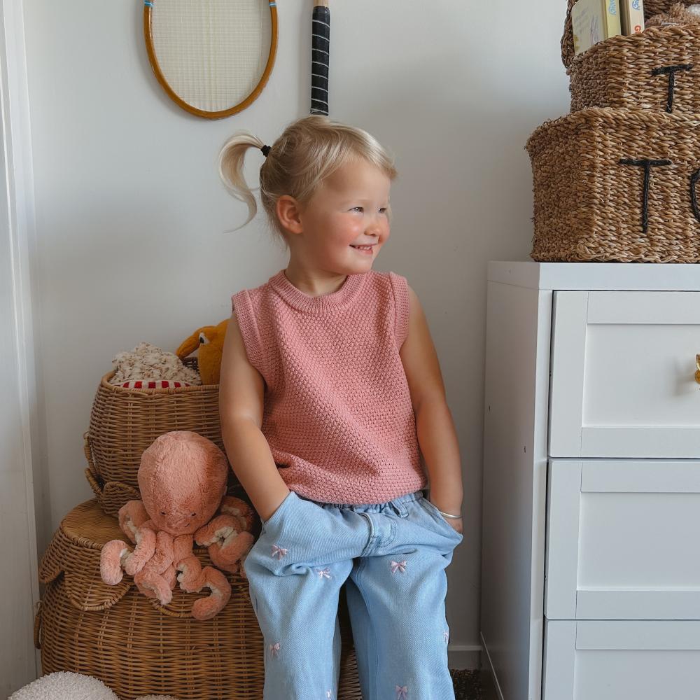 Merino Knit Vest - Pink