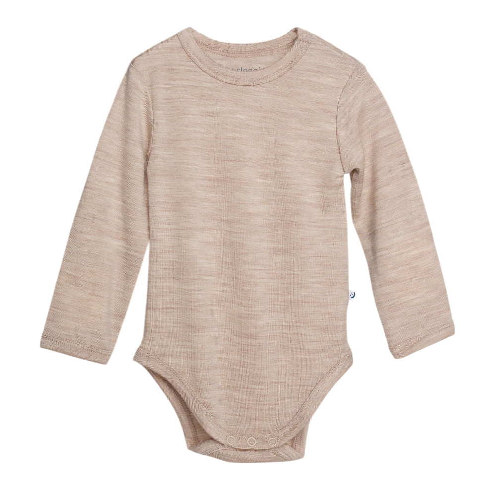 Baby merino bodysuit in oat marle