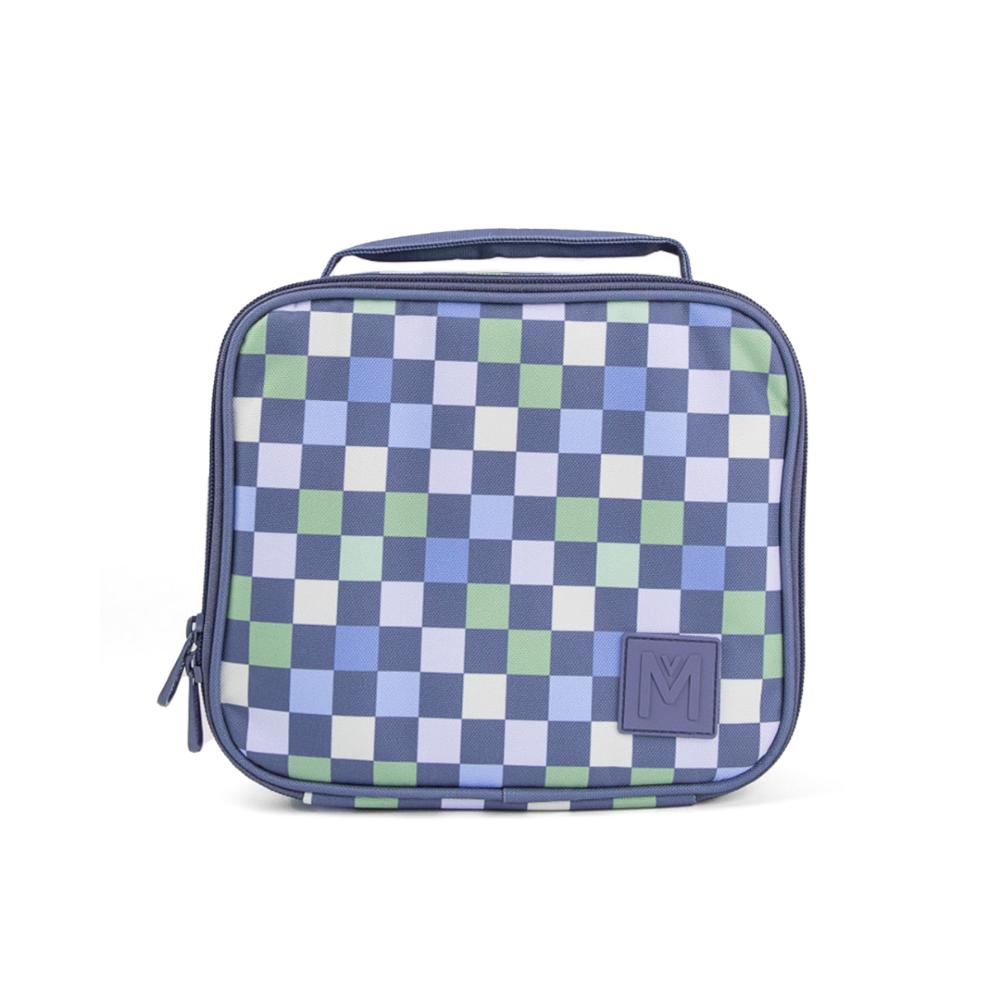 blue and green checkerboard Montiico medium insulated lunch bag