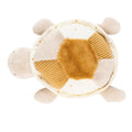 Plush turtle toy with beige shell and brown center on a white background