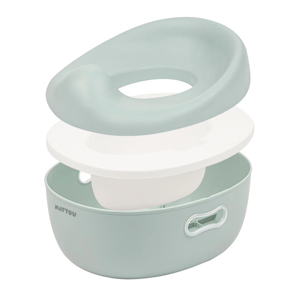 Children's toilet training seat and potty on a white background