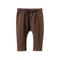 Brown Nature Baby pants with a drawstring on a white background